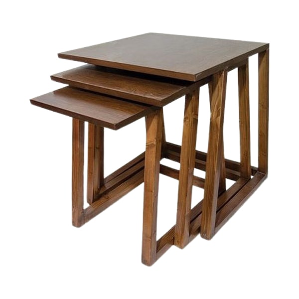 میز عسلی چوبی سه تکه مدل 4061 طرح پلکانی