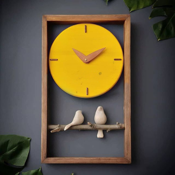 ساعت دیواری چوبی دست ساز مدل 157