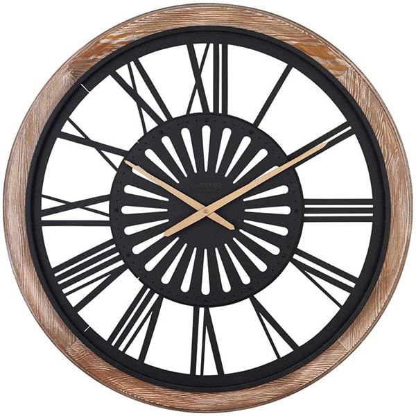  ساعت دیواری چوبی مدل ARTHUR، ساعت دیواری مدرن سایز 80 سانت با ترکیب چوب و فلز، موتور ساخت تایوان، ساعت دیواری طرح ساده و در عین حال بی نظیر، رنگ قهوه ای مشکی | کد WM-19027 