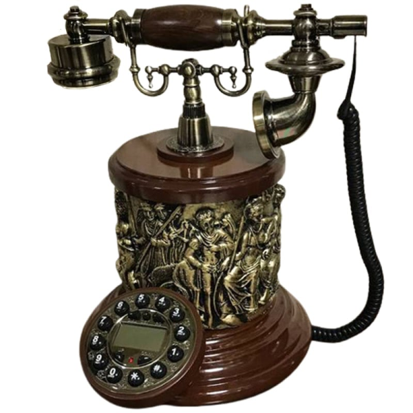 تلفن رومیزی چوبی والتر Walther، تلفن رومیزی سلطنتی کادویی شیک و هدیه نوستالژی با شماره‌گیر دکمه ای و کالر آیدی، مدل 5051
