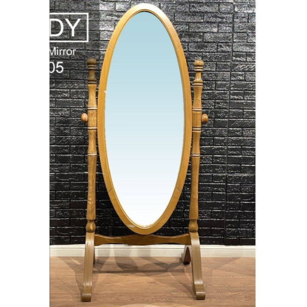 آینه ایستاده برند هاردی مدل 605، آینه با ستون خراطی بدون کشو، رنگ پلی اورتان، متریال تمام چوب بدنه، سایز 175x78 سانتی متر