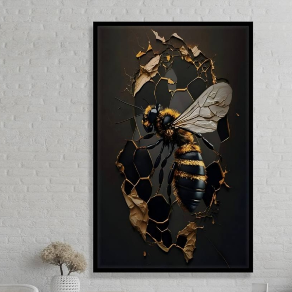 تابلو دکوراتیو شاین کد 12-845، جدیدترین مدل تابلو با بالاترین کیفیت چاپ، متریال پی وی سی قاب، تابلو هنری با کیفیت فوق العاده و قابل شستشو طرح انتزاعی زنبور عسل