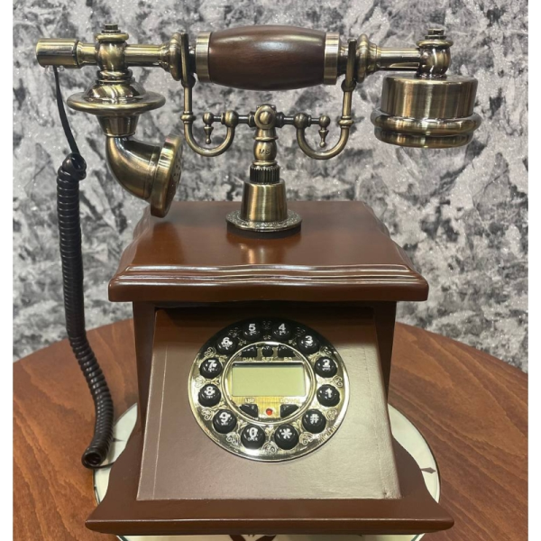 تلفن رومیزی چوبی والتر مدل 956، تلفن رومیزی کلاسیک با شماره گیر دکمه‌ ای، تلفن رومیزی خاص و سنتی، بدنه چوبی