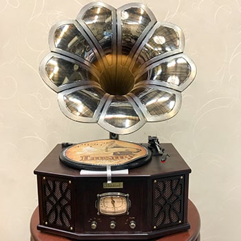 گرامافون رومیزی 4 کاره برند لاکچری رنگ قهوه ای مدل 1203