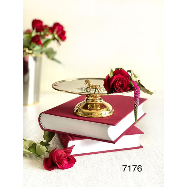 شیرینی خوری بنیکو، شیرینی خوری پایه دار محدب استیل برنج | کد 7219