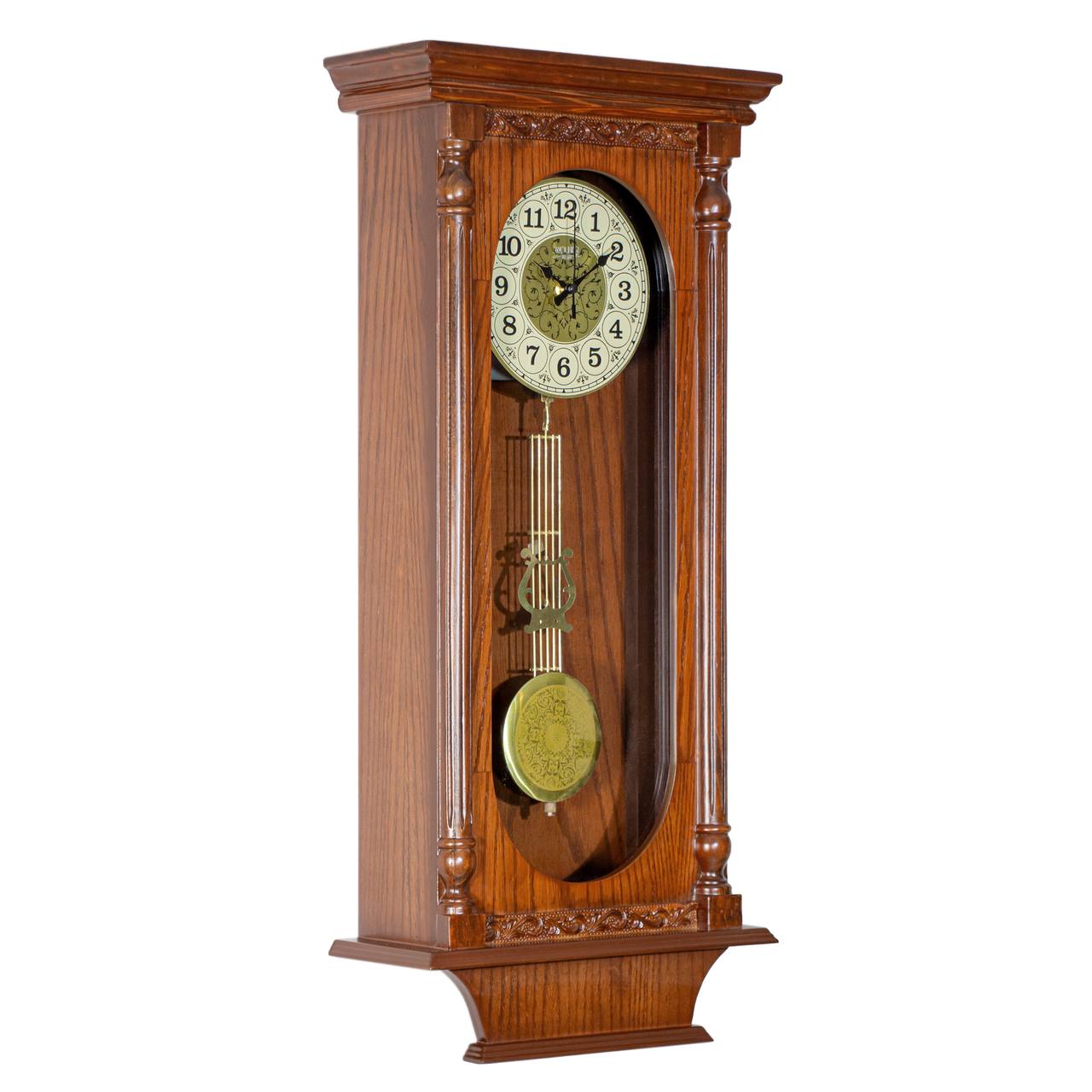 ساعت دیواری صندوقی ولکر مدل C7434 با بدنه چوب راش و موتور زنگ‌دار