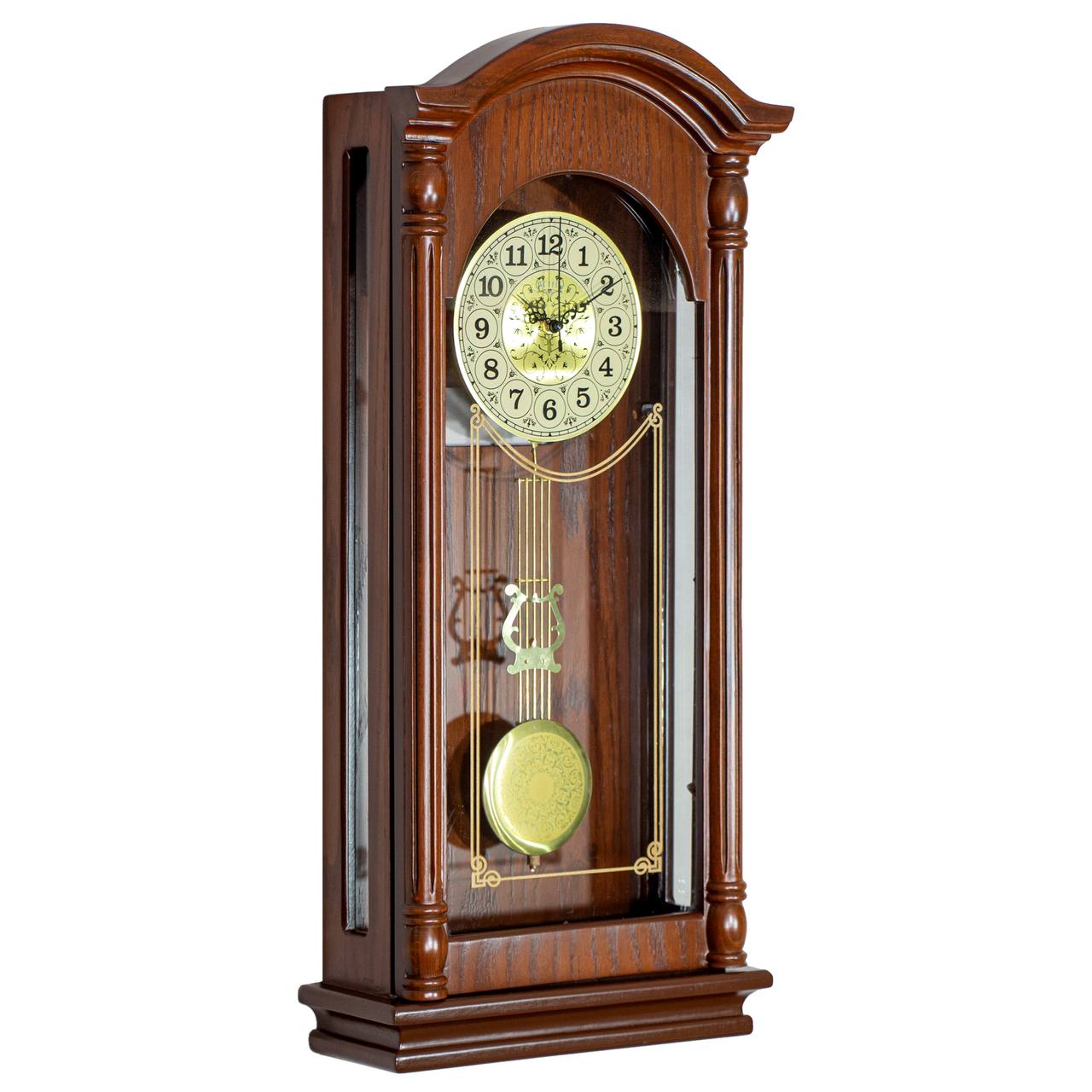 ساعت دیواری صندوقی ولکر مدل C7434 با بدنه چوب راش و موتور زنگ‌دار