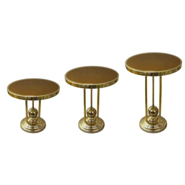 میز آباژور سه سایز مدل 2153، میز آباژور فلزی با صفحه دور کار فلز و رویی صفحه شیشه 6 میل، موجود در سه ارتفاع 30 و 40 و 50 سانت (قیمت بر اساس هر عدد)