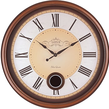 ساعت دیواری گرد چوبی پاندول دار لوتوس مدل RICHWOOD-252-P