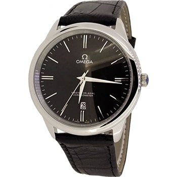 ساعت امگا OMEGA مردانه کلاسیک گرد چرمی سیلور صفحه مشکی کد 5257