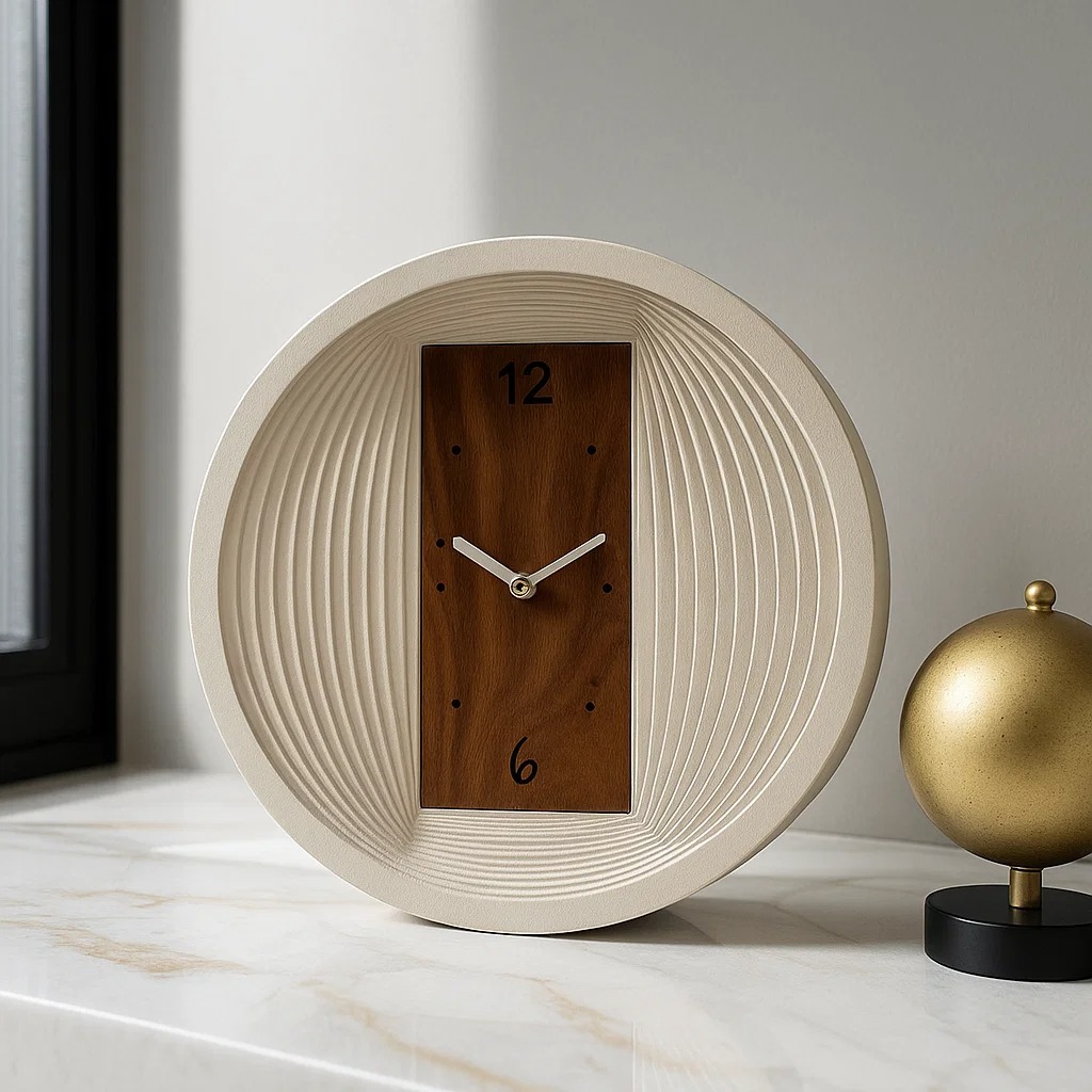 ساعت رومیزی MDF مدل 1405 رنگ کرم