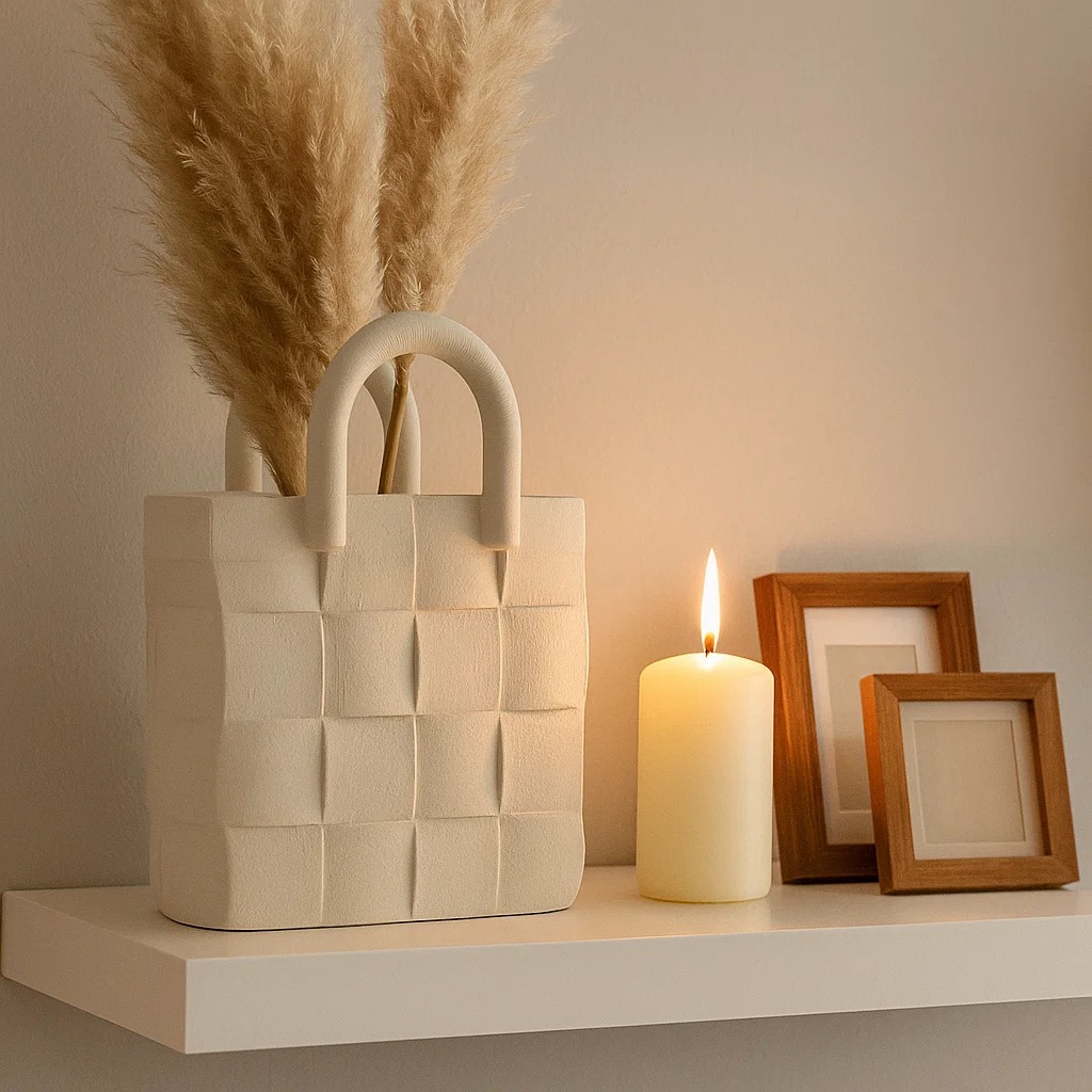 گلدان شطرنجی رزین یک تکه مدل زنبیل