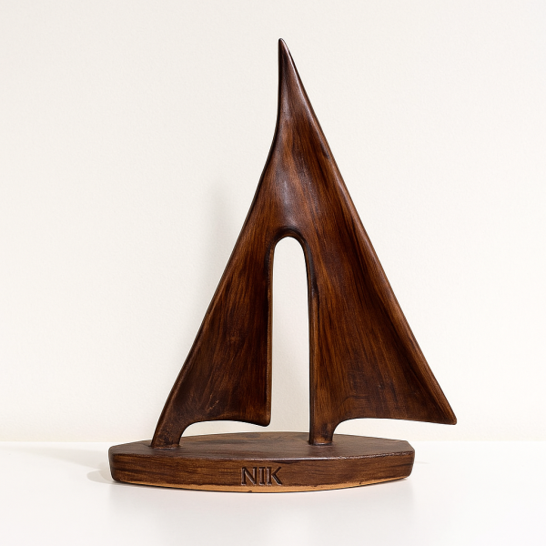 تندیس مدل قایق دکوری رنگ قهوه‌ای