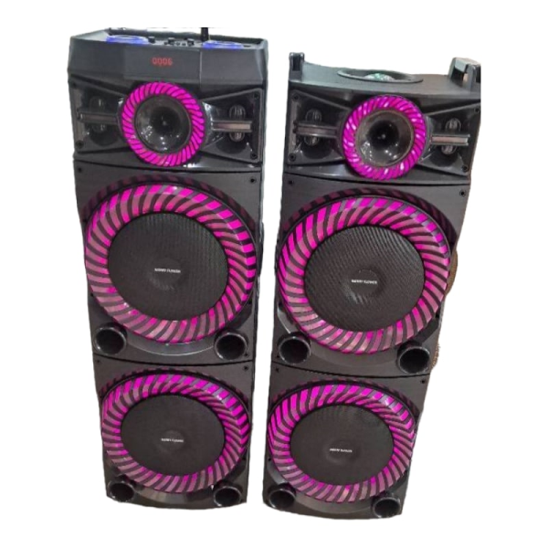 اسپیکر بلوتوث ملی فلاور، اسپیکر بلوتوثی دی جی دار با بهره مندی از نورپردازی LED، دارای 2 ساب ووفر 12 اینچ، دارای پنل حرفه ای تنظیم صدا، قابلیت های AUX,USB,BT,FM | مدل 23000