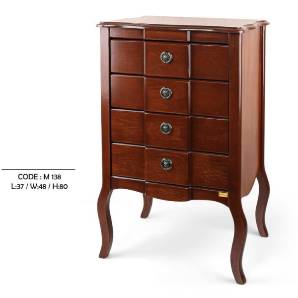 میز چهار کشو مدل 138، میز چوبی پایه دار، دارای چهار کشو برای نگه داری وسایل کوچک، طراحی ساده و زیبا