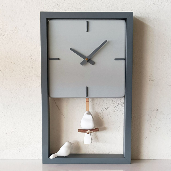 ساعت دیواری چوبی دست ساز کد 148، ساعت دیواری پاندولی سایز 50×30 سانت، ساعت دیواری مینیمال