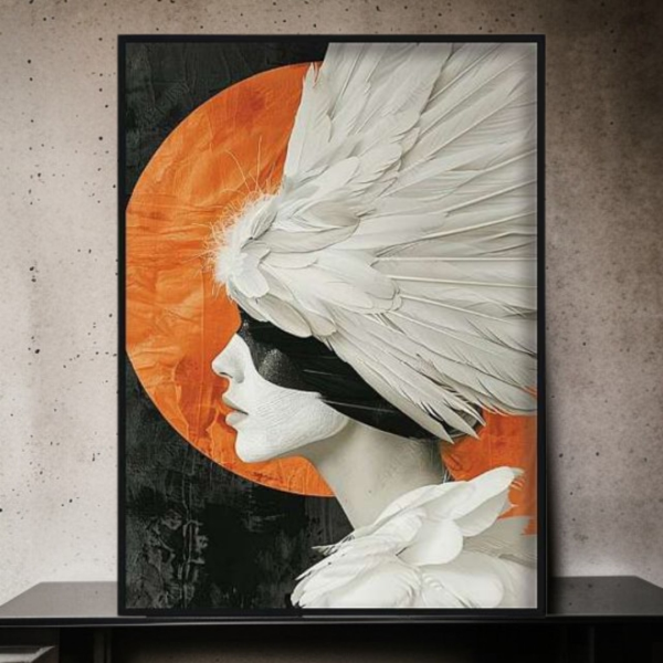 تابلو دکوراتیو شاین کد 202422، تابلو دکوراتیو با تصویر لمینت شاینی، متریال پی وی سی قاب، تابلو زیبا و جذاب با کیفیت فوق العاده و قابل شستشو، طرح تاجی پرپشت از پر