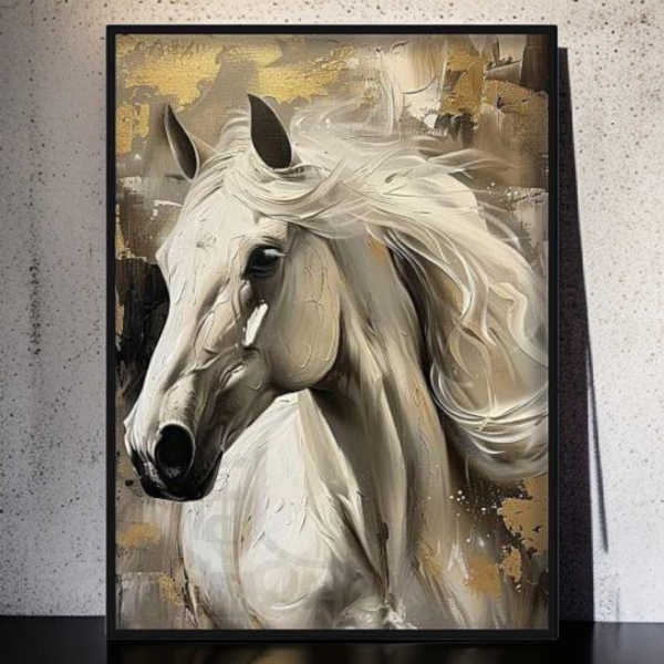 تابلو دکوراتیو شاین کد 202426، تابلو دکوراتیو با تصویر لمینت شاینی، متریال پی وی سی قاب، تابلو زیبا و جذاب با کیفیت فوق العاده و قابل شستشو، طرح انتزاعی یک اسب