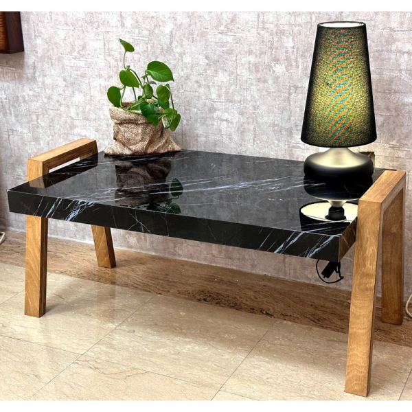 میز جلو مبلی کد 2750، میز جلو مبلی چوبی ضد خش و ضد آب، متریال چوب 5 لایه ورق هایگلس، دارای بسته بندی محکم، رنگ مشکی سنگی