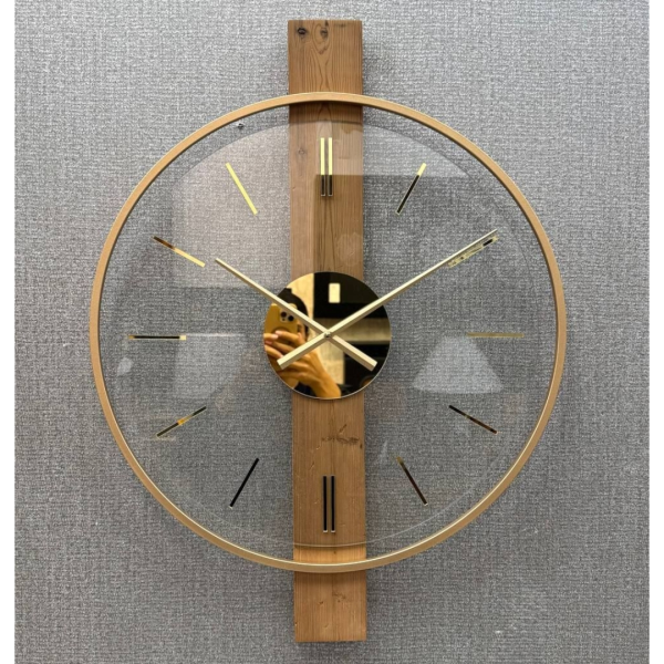 کلکسیون ساعت‌های دیواری مدرن و مینیمال مدل 2820، تلفیق هنرمندانه چوب، فلز و شیشه | زیبایی در نهایت سادگی