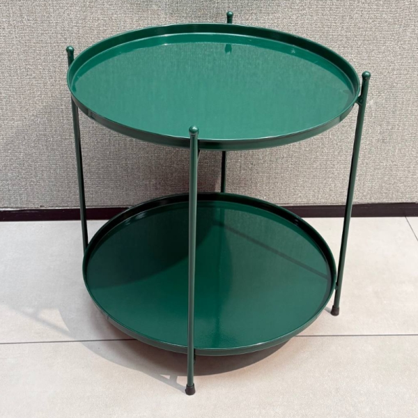 میز عسلی 2 سینی تاشو مدل 2900، میز عسلی مدرن و جذاب با متریال استفاده شده آهن و رنگ کوره ای، رنگ سبز