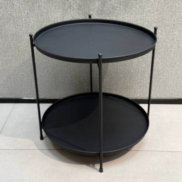 میز عسلی 2 سینی تاشو مدل 2900، میز عسلی مدرن و جذاب با متریال استفاده شده آهن و رنگ کوره ای، رنگ مشکی