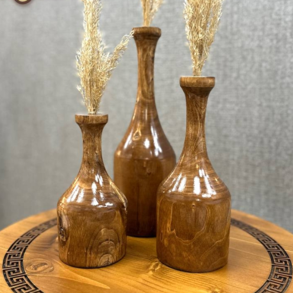 گلدان سه تکه مدل استوانه کد 460، گلدان تزیینی سه سایز با متریال چوب افرا، دکوری با طراحی ساده و زیبا و همینطور خلاقانه