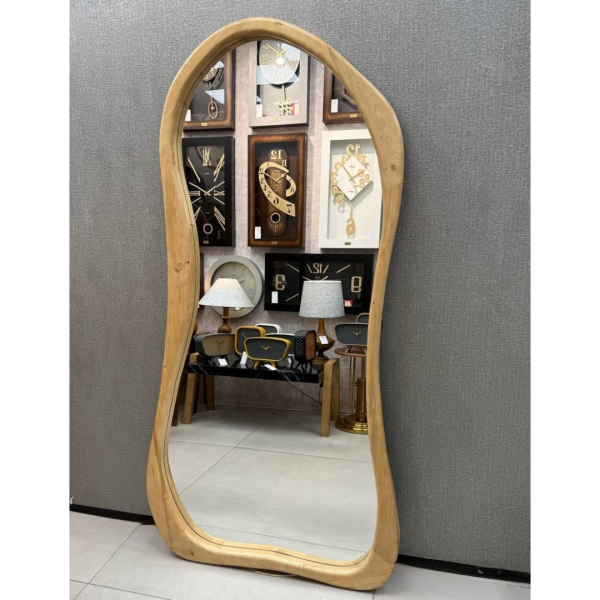 آینه قدی مدرن و هنری با طرح دفرمه مدل 5180، ساخته شده از چوب روس طبیعی و آینه درجه یک اردکان | با قابلیت سفارش پایه