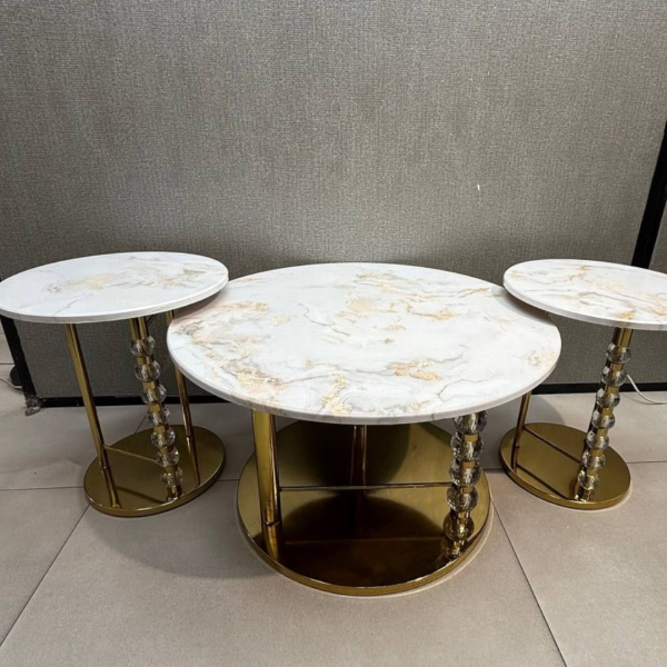 ست میز عسلی و میز وسط کد 9750، انتخابی شیک و ماندگار با طراحی مدرن، پایه فلزی، سفارش فقط به صورت ست کامل 