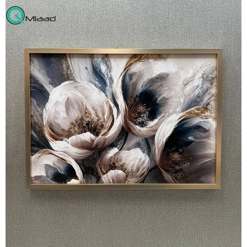 تابلو دکوراتیو کد 1975 طرح انتزاعی گل های سفید