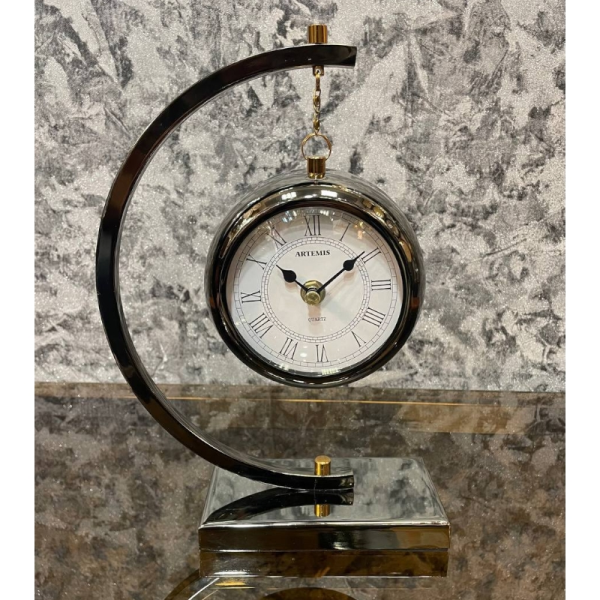 ساعت رومیزی فلزی آرتمیس مدل 30260، ساعت رومیزی بسیار زیبا و مدرن آرتمیس، دکوری و بسیار زیبا، رنگ تیتانیوم