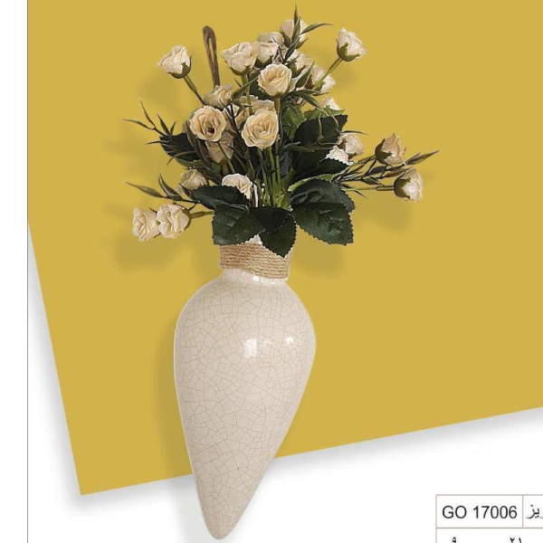 گلدان سرامیکی آویز مدل GO17006، گلدان تزیینی و دکوری با طراحی ساده و زیبا و با طراحی آویز و نصب روی دیوار