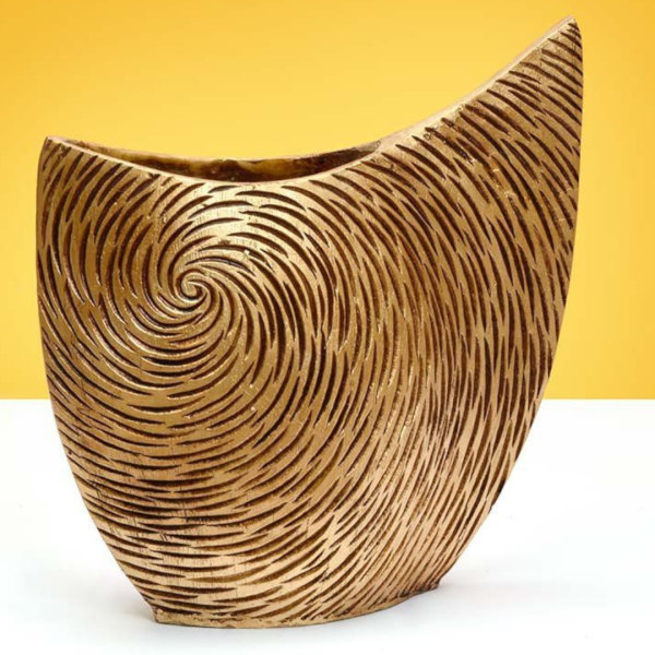 گلدان چکاوک بزرگ مدل GO27042، گلدان تزیینی و دکوری با طراحی ساده و زیبا و همینطور خلاقانه، طرح کوزه، رنگ طلایی