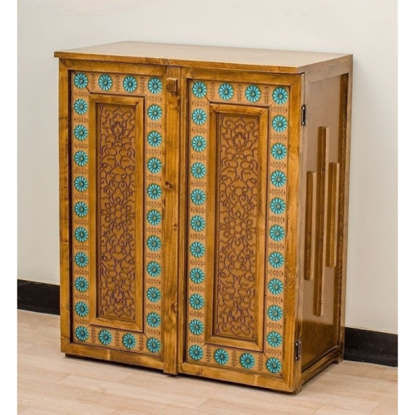 جاکفشی چوبی فیروزه ای مدل JK04039