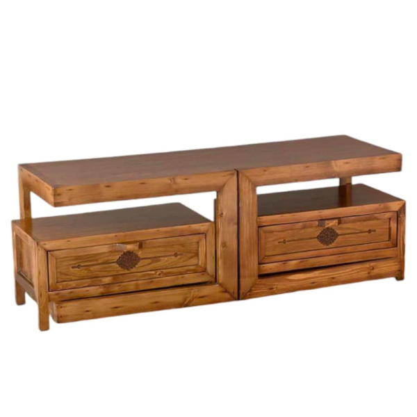 میز تلویزیون عباسی مدل MI04012، میز TV و ال سی دی تمام چوب پایه دار، متریال مقاوم چوب و طراحی کلاسیک با طرح طبیعی چوب