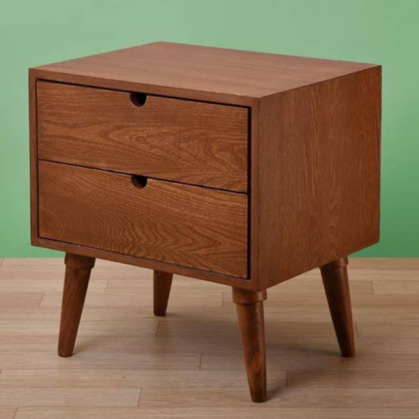 میز دو کشو کوتاه مدل MI04023، میز چوبی با پایه های کوتاه، دارای دو کشو برای نگه داری وسایل کوچک، طراحی ساده و زیبا