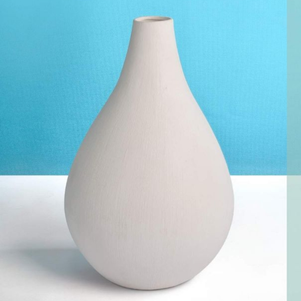 گلدان سرامیکی طرح قطره مدل SR17143، گلدان تزیینی و دکوری مدل بلوط کوچک با طراحی ساده و زیبا، رنگ سفید مات