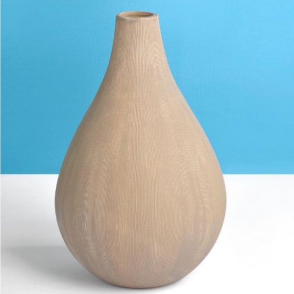 گلدان سرامیکی طرح قطره مدل SR17144، گلدان تزیینی و دکوری مدل بلوط کوچک با طراحی ساده و زیبا، رنگ پتینه اکر