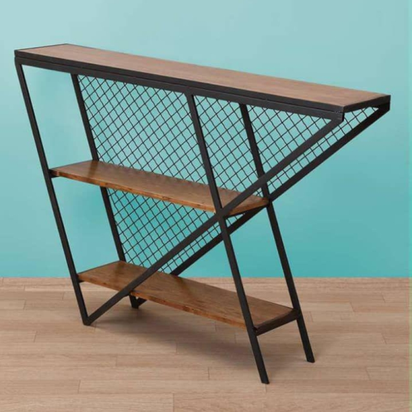 طبقه میکس مثلث خوابیده TB29001، طبقه چوبی برای نگهداری وسایل مختلف، طراحی شده به صورت چهار طبقه، مناسب هر فضایی