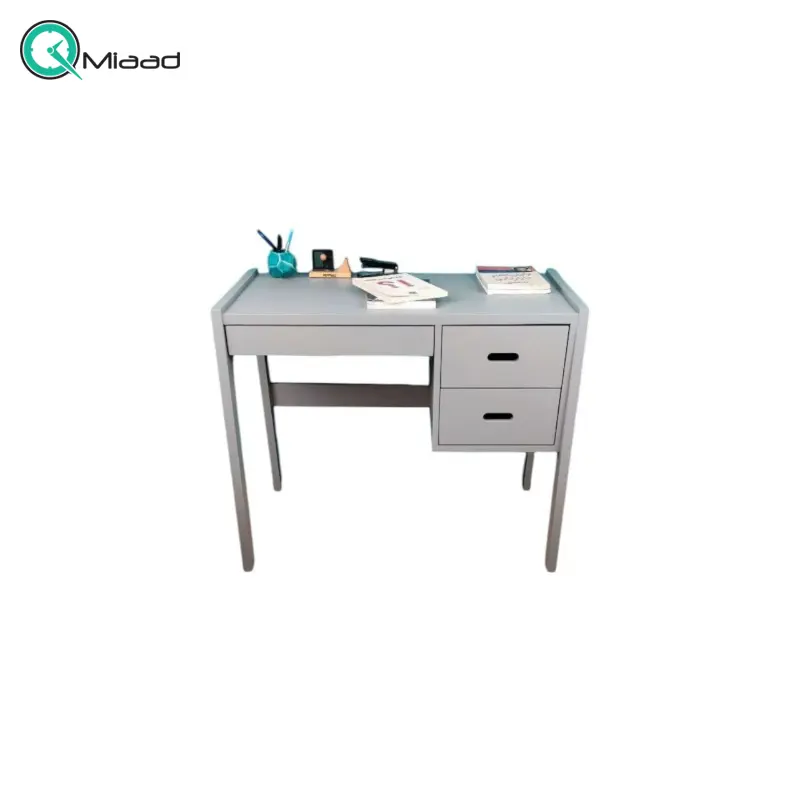 میز تحریر سه کشو چوبی رنگ طوسی