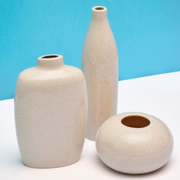 گلدان سه تکه مدل حافظ کد sr17070، ست سرامیکی سه سایز و دکوری با طراحی ساده و زیبا و همینطور خلاقانه، طرح حافظ