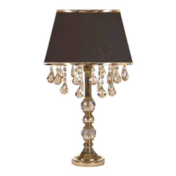 آباژور رومیزی مدل 106، آباژور رومیزی با متریال طلق و پارچه کلاهک، دارای 1 سرپیچ معمولی E27 و 30 آویز، دارای تنوع رنگی بدنه و کلاهک با رنگ بندی متنوع، رنگ آنتیک