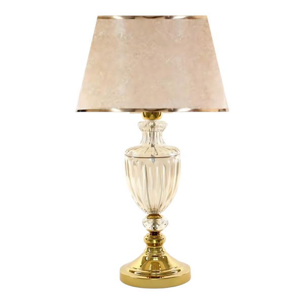 آباژور رومیزی مدل 205، آباژور رومیزی با متریال طلق و پارچه کلاهک، دارای 1 سرپیچ معمولی E27، دارای تنوع رنگی بدنه و کلاهک با رنگ بندی متنوع، رنگ طلایی