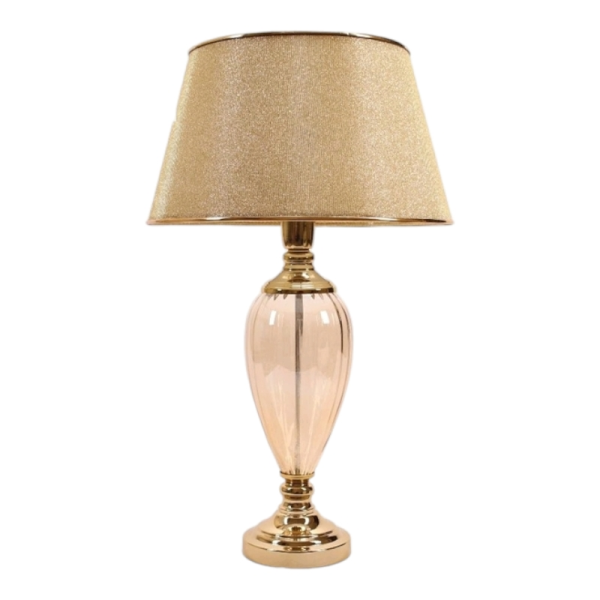 آباژور رومیزی مدل 259، آباژور رومیزی با متریال طلق و پارچه کلاهک، دارای 1 سرپیچ معمولی E27، دارای تنوع رنگی بدنه و کلاهک با رنگ بندی متنوع، رنگ طلایی