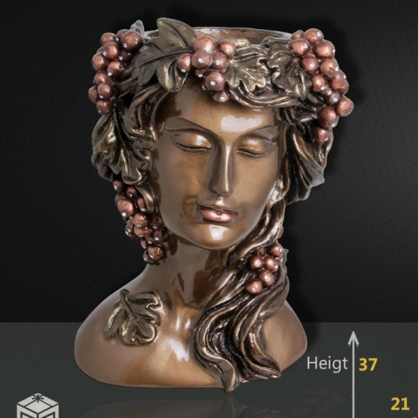 گلدان دکوری مدل 621، گلدان تزیینی و دکوری بسیار شکیل، با طراحی سنتی و قدیمی طرح رومی و چهره 