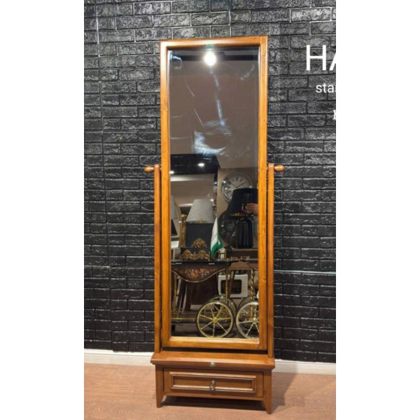 آینه قدی کشودار چوبی هاردی مدل 610 | طراحی مینیمال و کاربردی با بدنه تمام چوب و پوشش پلی اورتان