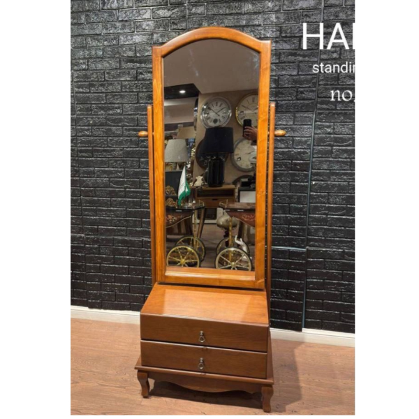 آینه قدی کشودار چوبی هاردی مدل 612| طراحی مینیمال و کاربردی با بدنه تمام چوب و پوشش پلی اورتان