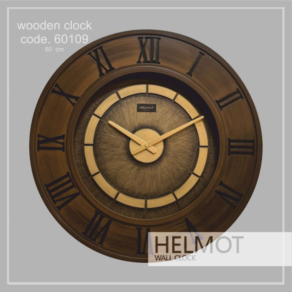  ساعت دیواری چوبی هلموت مدل 60109، ساعت دیواری خلاقانه و چوبی، ترکیب چوب و استیل، موتور ساخت تایوان، ساعت دیواری طرح ساده و در عین حال بی نظیر، سایز 60 سانت