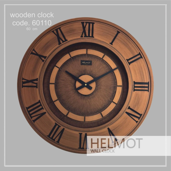  ساعت دیواری چوبی هلموت مدل 60110، ساعت دیواری خلاقانه و چوبی، ترکیب چوب و استیل، موتور ساخت تایوان، ساعت دیواری طرح ساده و در عین حال بی نظیر، سایز 60 سانت