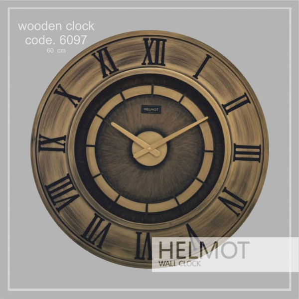  ساعت دیواری چوبی هلموت مدل 6097، ساعت دیواری خلاقانه و چوبی، ترکیب چوب و استیل، موتور ساخت تایوان، ساعت دیواری طرح ساده و در عین حال بی نظیر، سایز 60 سانت